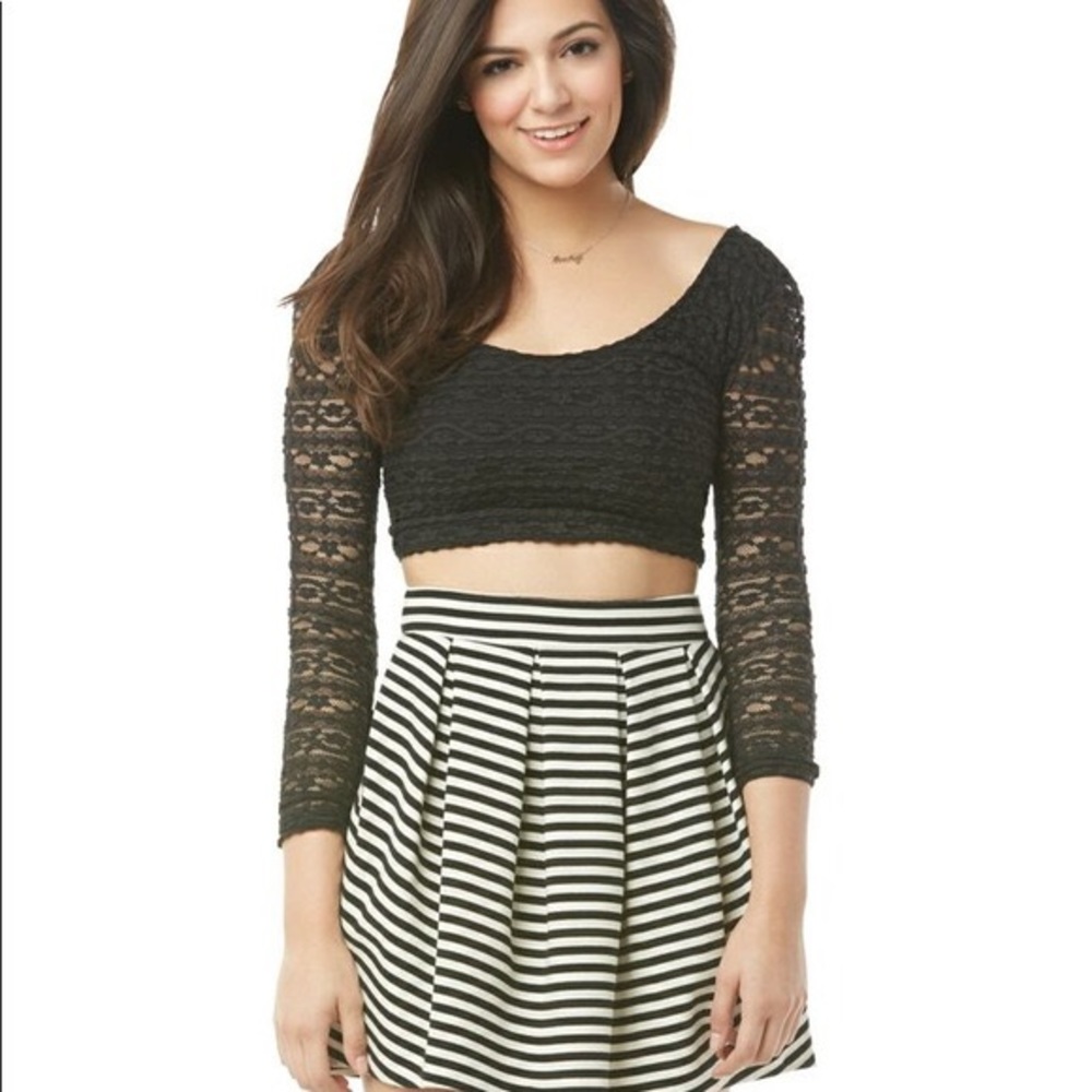 Black and White Striped Women's Skirt